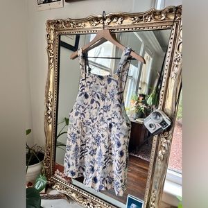 Blue Floral Overall Shorts